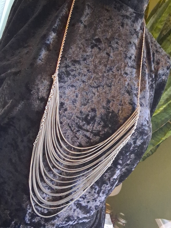 huifeng Jewelry - Multi-Strand Silver Layered Necklace - Elegant Draped Chains 30 InL.